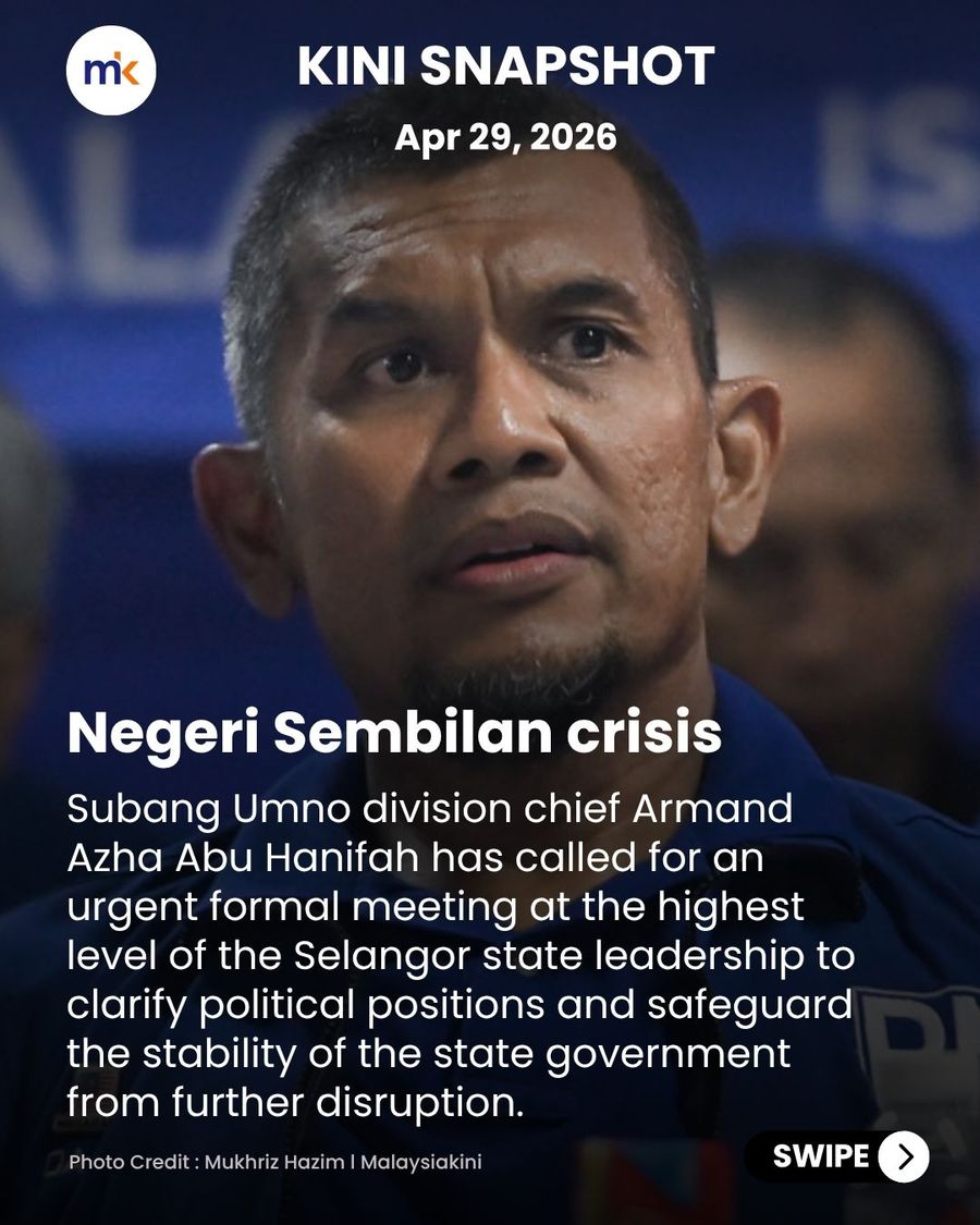 SNAPSHOT | Subang Umno chief wants urgent S'gor leadership meet; Sathia panned over call to sack exco