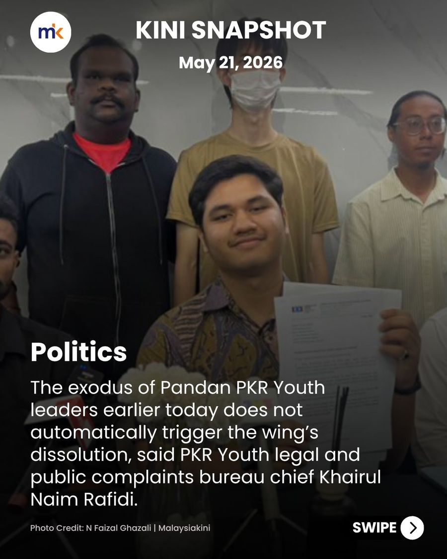 SNAPSHOT | Pandan PKR Youth not dissolved - bureau chief; Anwar probe when? Tei asks