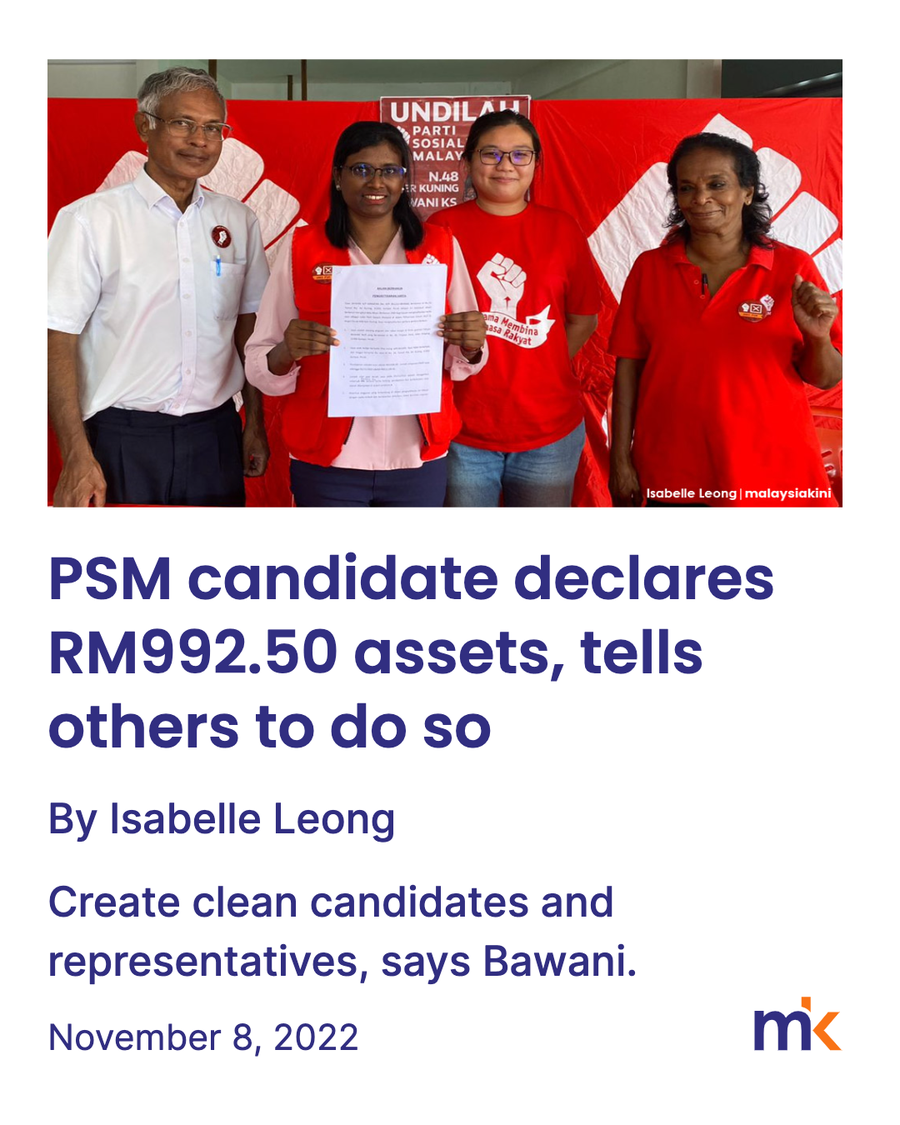 PSM candidate declares RM992.50 assets, tells others to do so