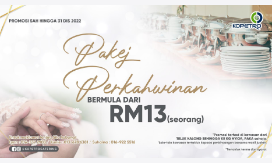 Lengkapkan memori indah di majlis perkahwinan dengan KOPETRO Catering