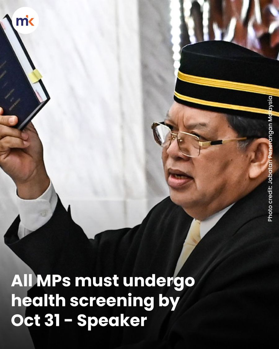 All MPs must undergo health screening by Oct 31 - Speaker