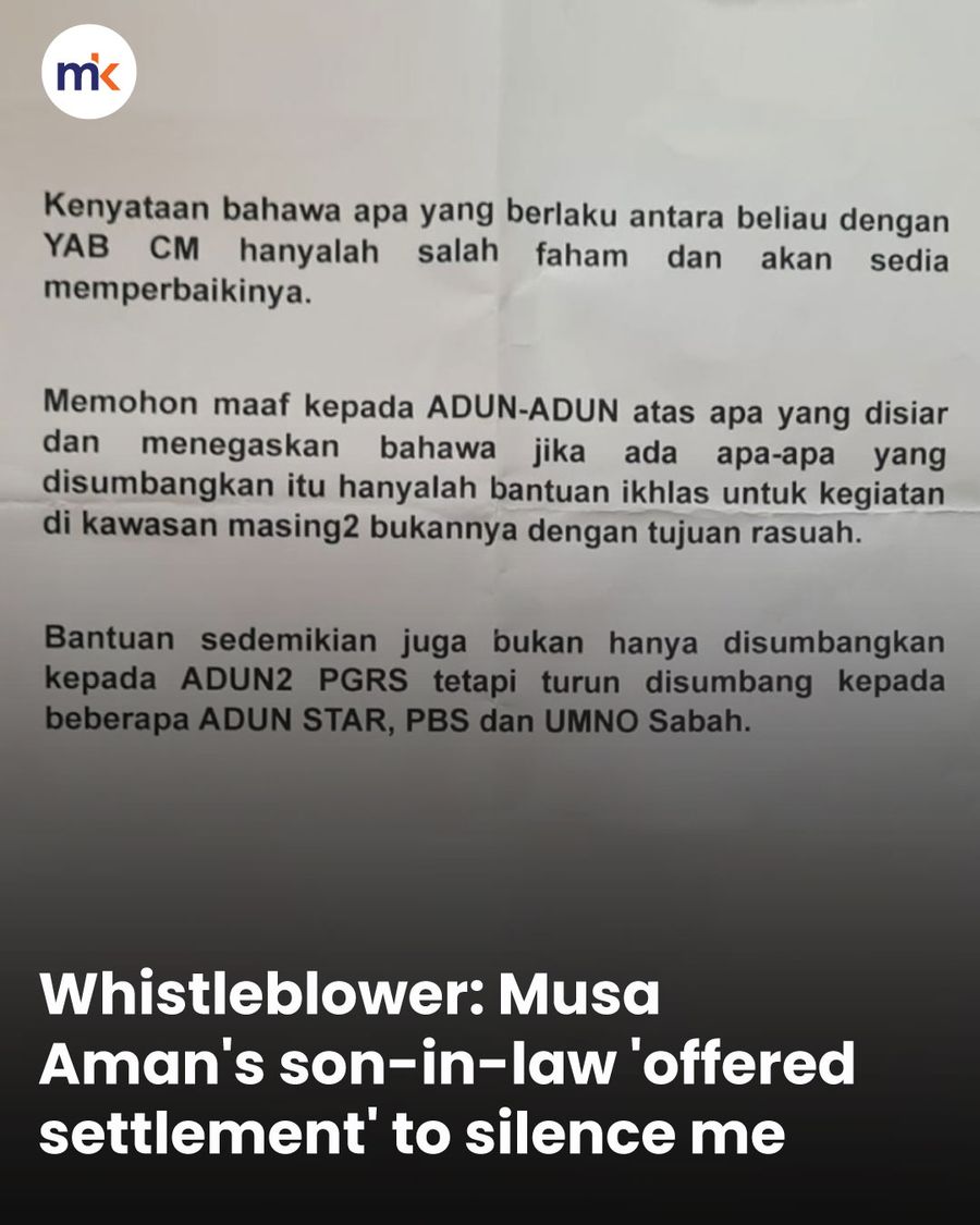 Whistleblower: Musa Aman's son-in-law 'offered settlement' to silence me