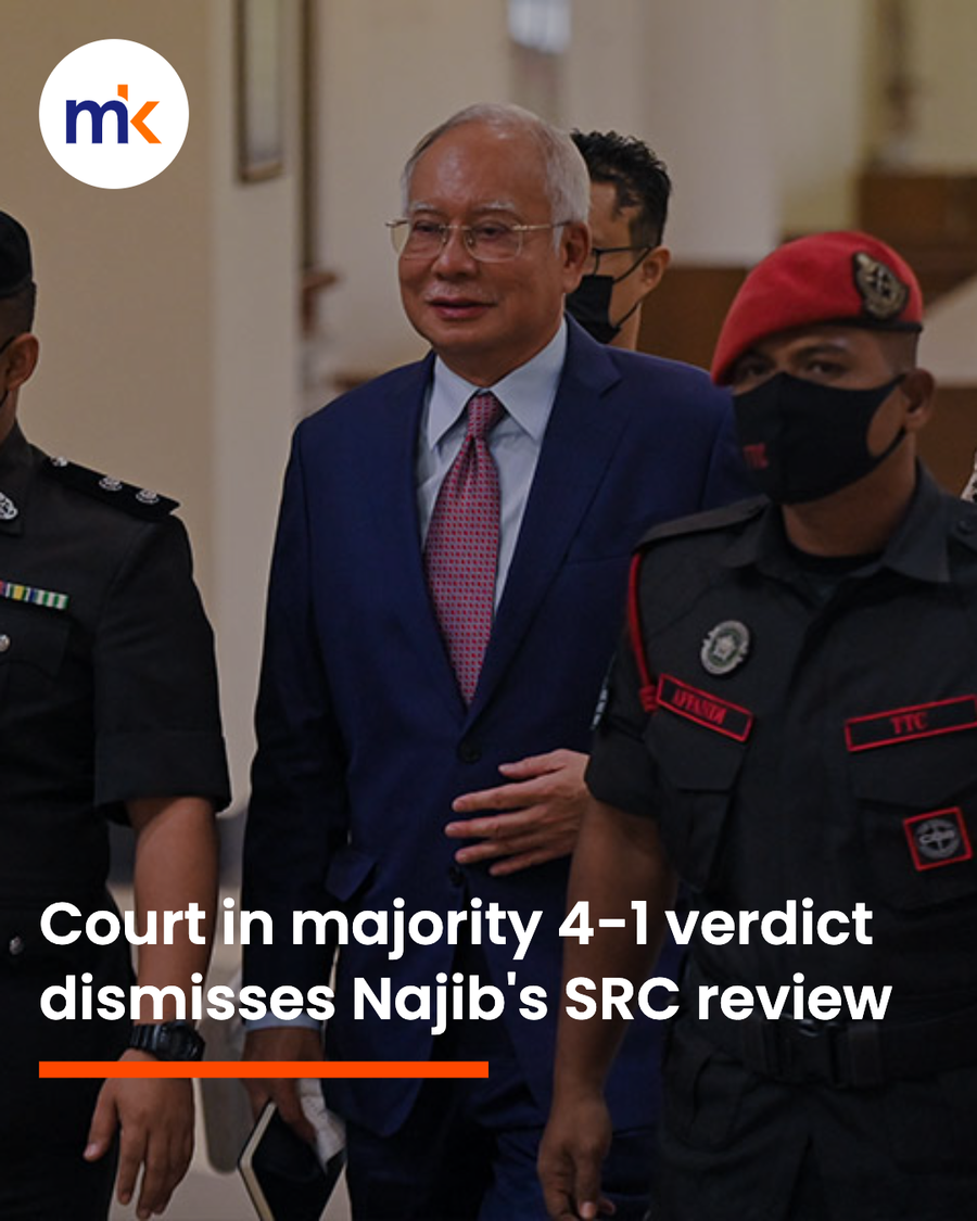 LIVE | Court in majority 4-1 verdict dismisses Najib's SRC review