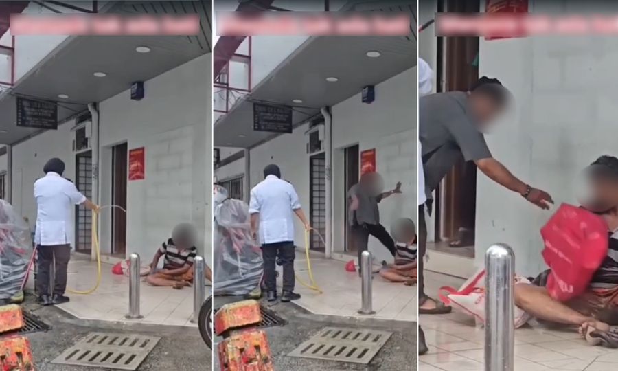 网传职员泼水脚踹街友，AmBank出面道歉平息争议
