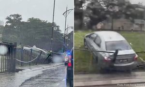 Car skids, crashes into gates of Istana Besar Johor