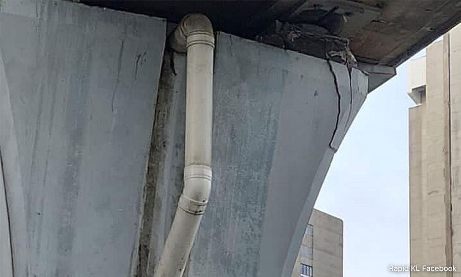Cracks in main pillar near LRT station, delays on Ampang line