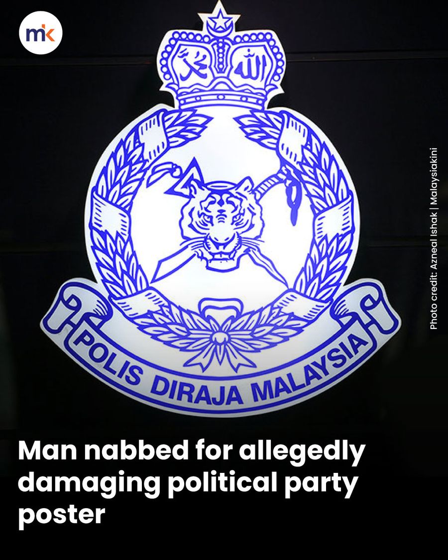Man nabbed for allegedly damaging political party poster