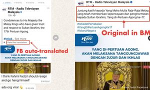RTM: Sistem Facebook salah terjemah kandungan RTM