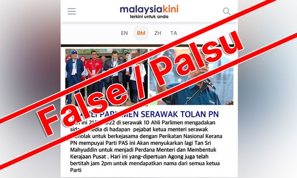 Fact-check: Malaysiakini did not report Sarawak MPs reject PN