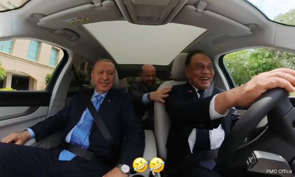'I'm surprised you trust my driving': Anwar takes Erdogan for a spin